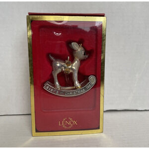 Lennox Christmas Ornament Reindeer Rudolph Baby's First Christmas 2002
